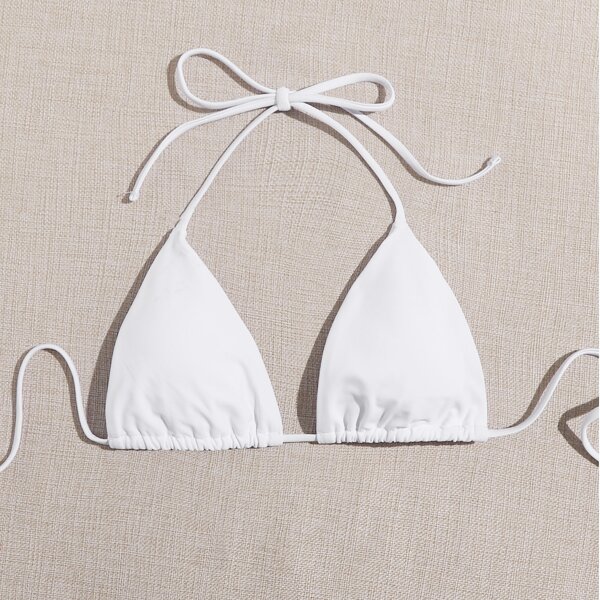 

Triangle Halter Bikini Top, White