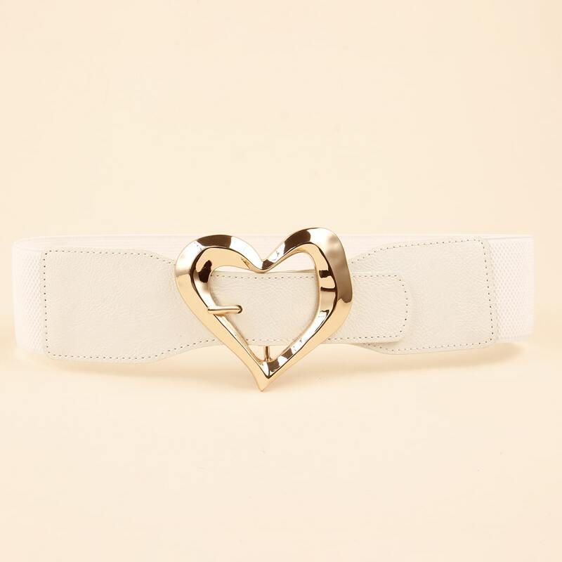 

Heart Buckle Belt, White