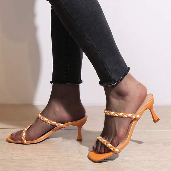 

Braided Strap Mule Sandals, Yellow