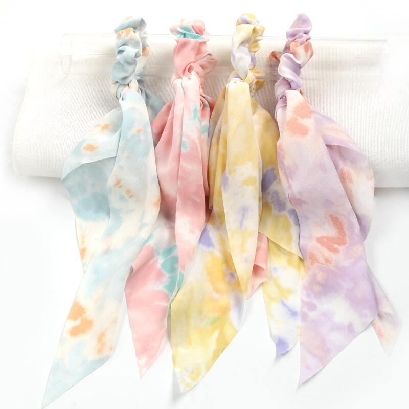 

4pcs Tie Dye Scrunchie Scarf, Multicolor