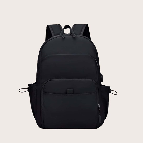 

Men Large Capacity Backpack With USB Port, Black