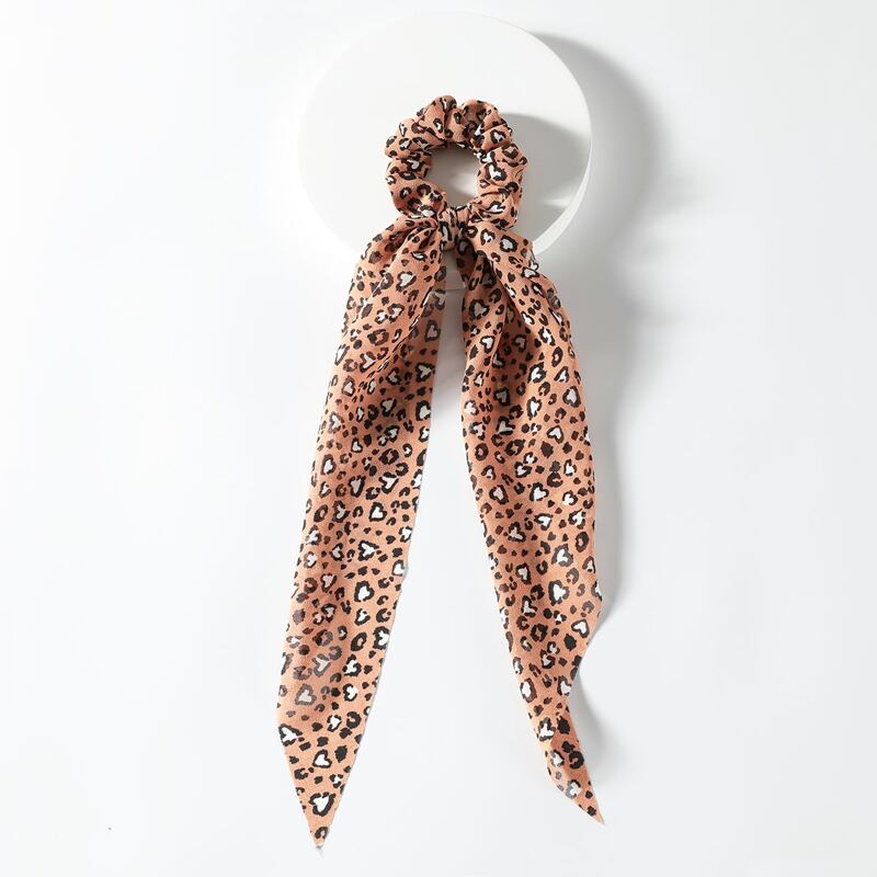

Leopard Print Scrunchie Scarf, Orange