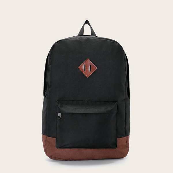 

Two Tone Pocket Front Backpack, Black