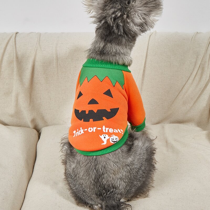 

Cartoon Pumpkin Pattern Pet Sweatshirt, Orange