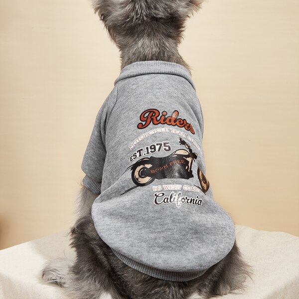 

Motorcycle Pattern Pet Sweatshirt, Grey