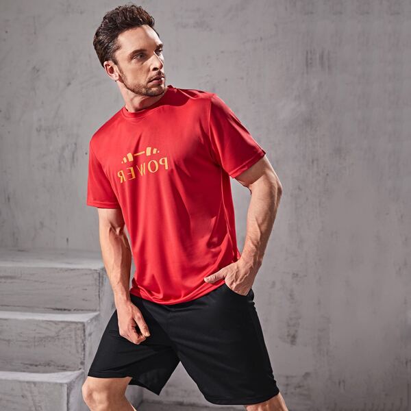 

Men Letter Graphic Sports Tee & Shorts, Multicolor