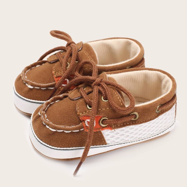 

Baby Boy Lace Up Front Flats, Brown