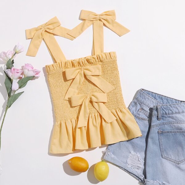 

Bow Front Shirred Cami Top, Yellow