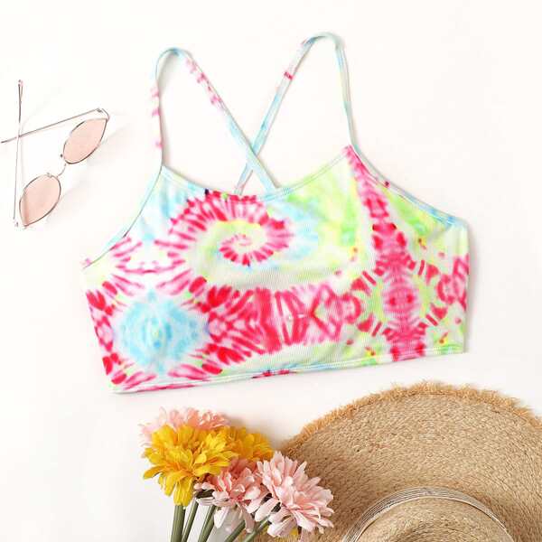 

Plus Tie Dye Bikini Top, Multicolor