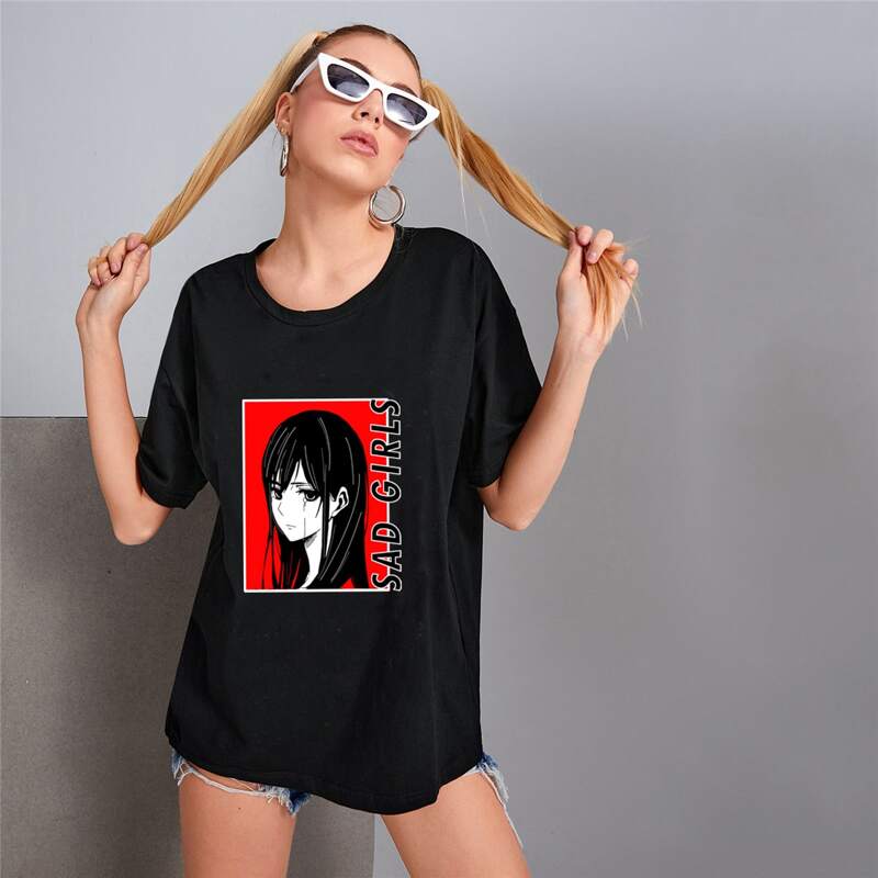 

Letter Figure Graphic Oversized Tee, Black