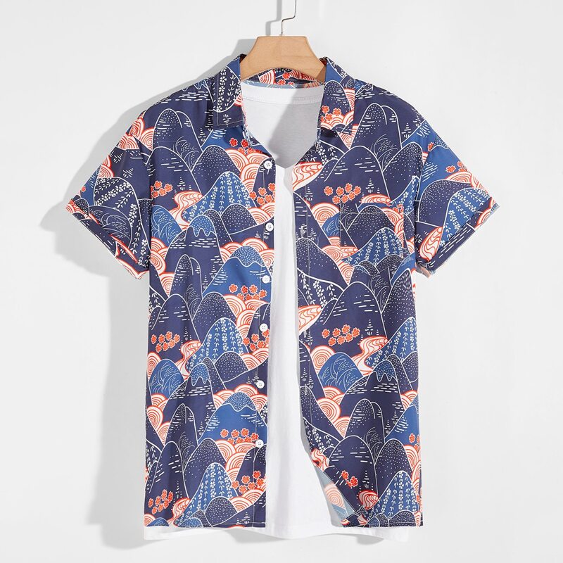 

Guys Landscape Print Shirt, Multicolor