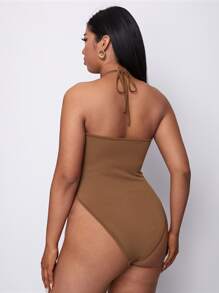 Body halter con cordón trasero - Café integral - Ver 2