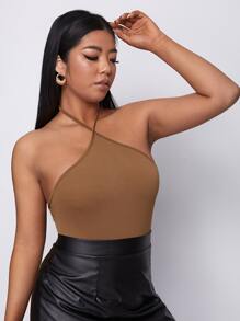 Body halter con cordón trasero - Café integral - Ver 3