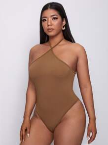 Body halter con cordón trasero - Café integral - Ver 5