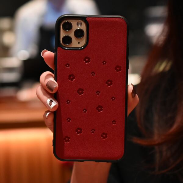 

Flower Embossed iPhone Case, Red