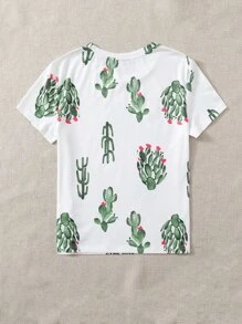 SHEIN Cactus Print Top - White - View 2