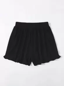 SHEIN EZwear Knot Waist Solid Shorts - Black - View 2