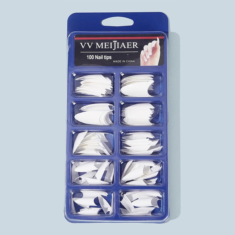 

100pcs Plain Pointed Fake Nail & Double Side Tape, White