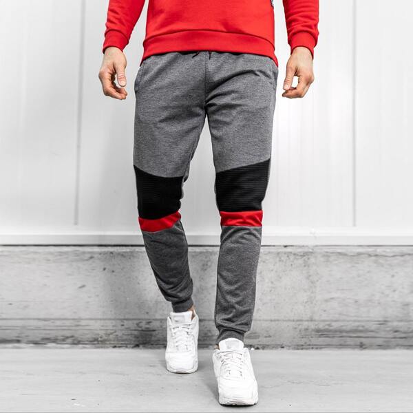 

Men Contrast Panel Drawstring Sweatpants, Grey