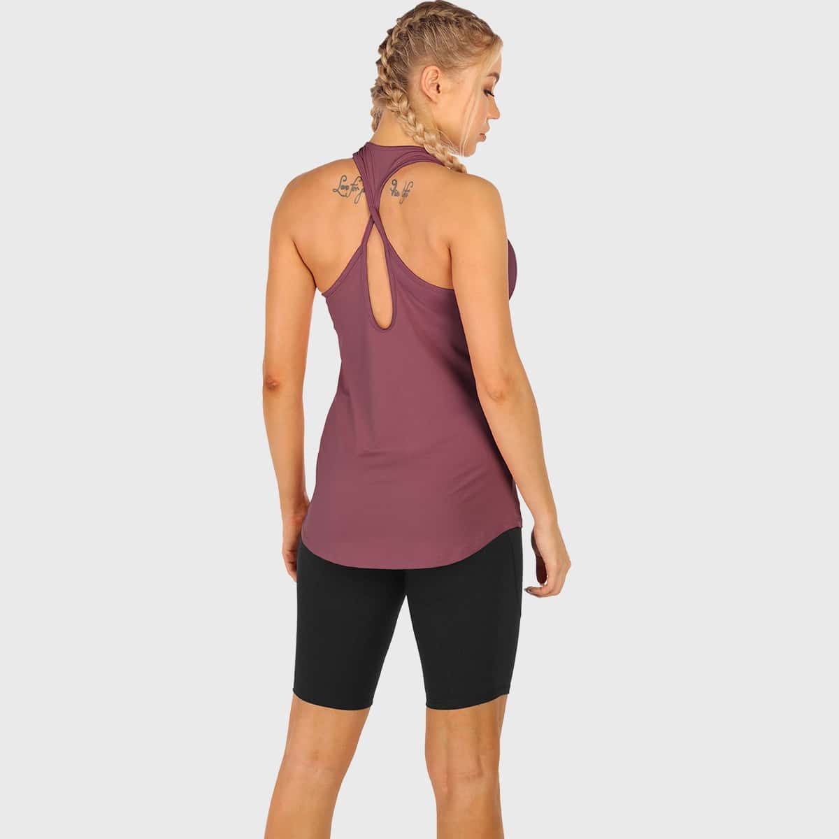 

Solid Cut Out Back Sports Tee, Redwood