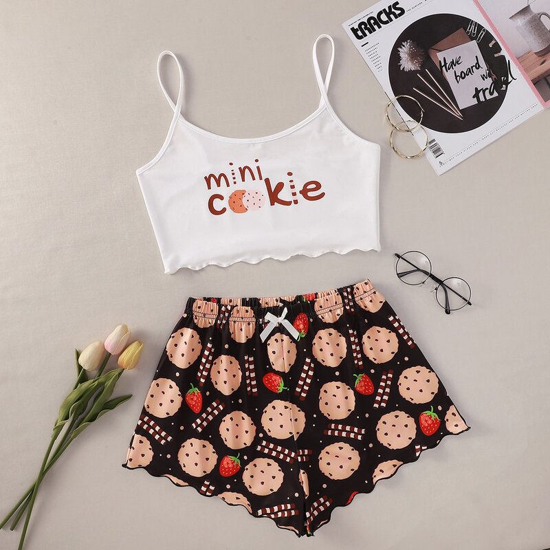 

Cookie Print Cami Pajama Set, Multicolor