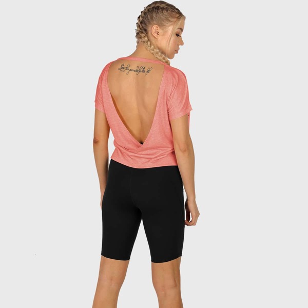 

Solid Backless Sports Tee, Coral pink