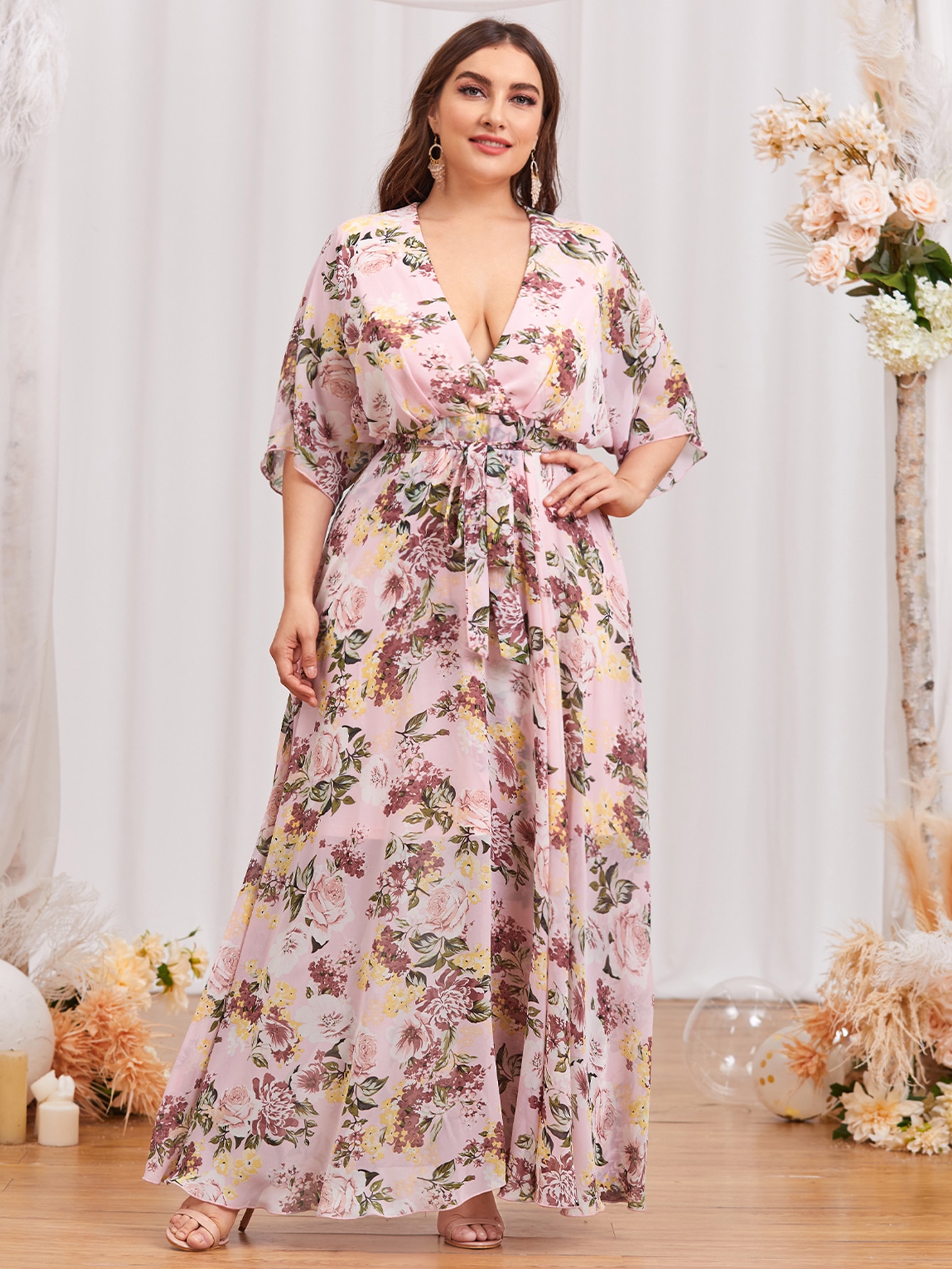 ワンピース Flowing ribboned dress Bella litmus Lucci Lu 1319 Size 4 Gold Fitted Sequin Sheer Corset Formal