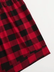 Plus Buffalo Plaid Bow Front Sleep Shorts - Multicolor - View 4