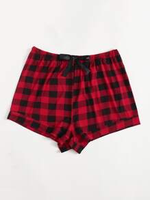 Plus Buffalo Plaid Bow Front Sleep Shorts - Multicolor - View 5