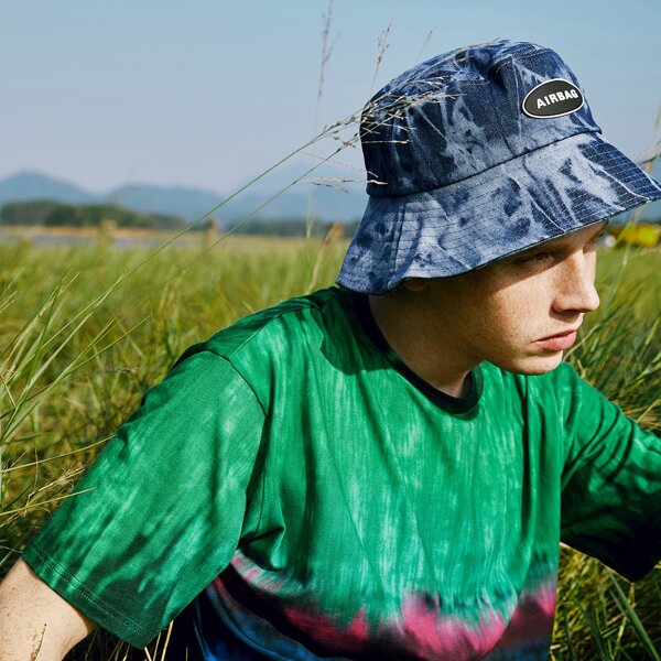 

Men Letter Decor Bucket Hat, Blue