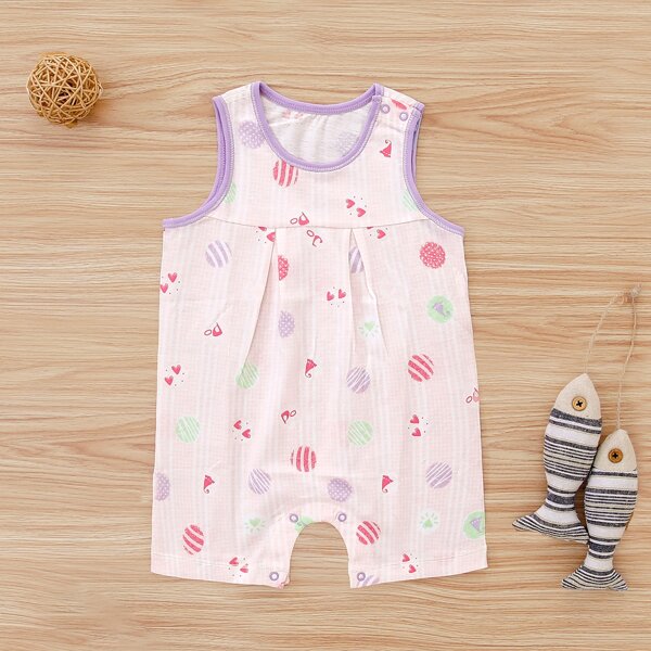 

Baby Girl Cartoon Graphic Ruched Romper, Baby pink