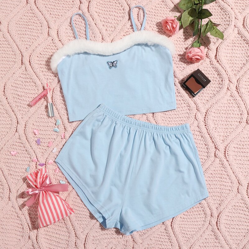 

Butterfly Pattern PJ Set, Baby blue