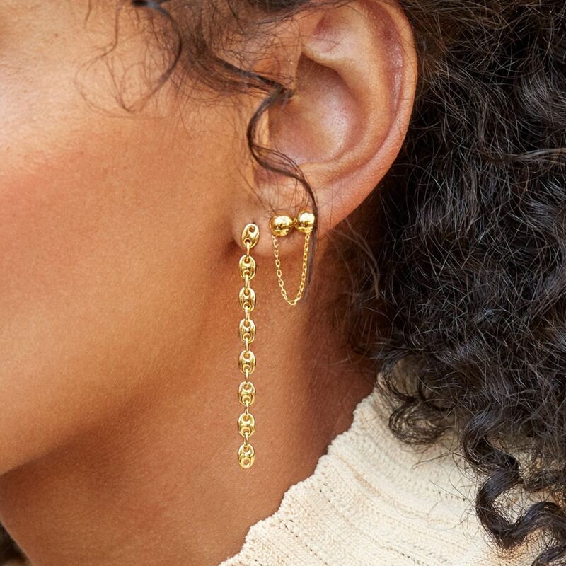 

2pcs Chain Decor Gold Earrings