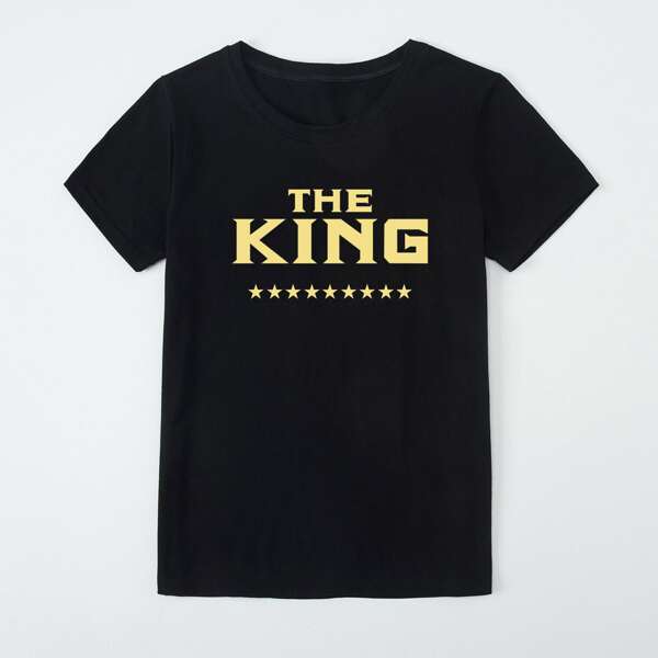 

Men 1pc Star And Slogan Graphic Tee, Black