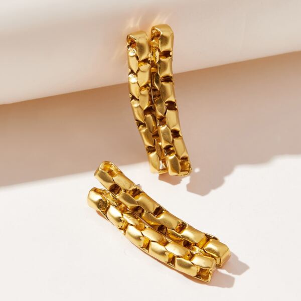 

CHAIN DESIGN EARRINGS, Gold