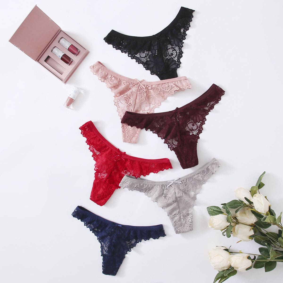 

6pack Plus Floral Lace Panty Set, Multicolor