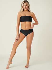 SHEIN Lace-Up Back Bandeau Bikini Set - Black - View 4