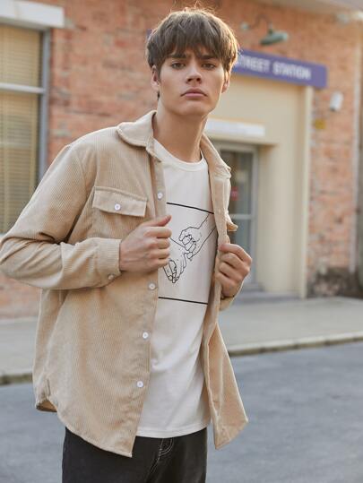 Guys Corduroy Button Front Overshirt