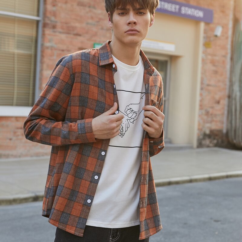 

Guys Pocket Front Plaid Shirt, Multicolor