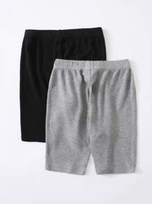 SHEIN Tween Girl 2 Packs Biker Shorts - Multicolor - View 2