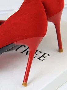 Buckle Decor Stiletto Court Heels - Red - View 6