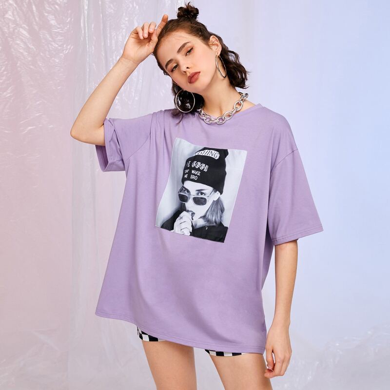

Figure Graphic Oversized Tee, Lilac purple