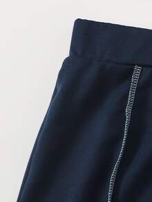 Top halter de color combinado con puntada con falda - Azul Marino - Ver 4