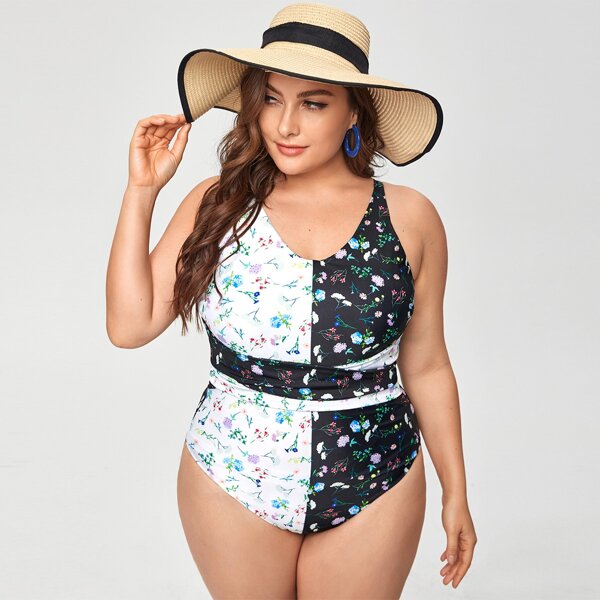 

Plus Ditsy Floral One Piece Swimsuit, Multicolor