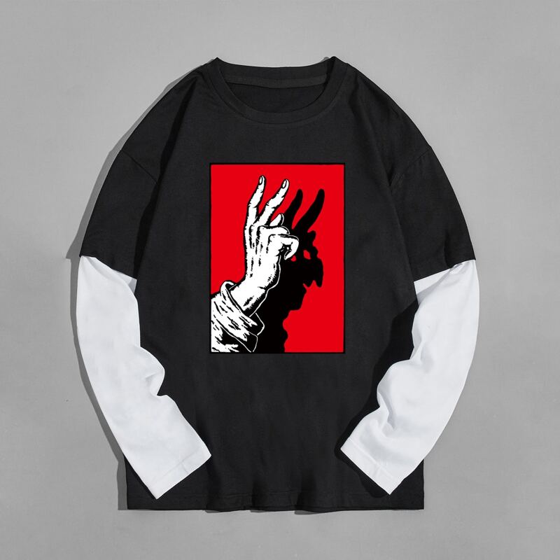

Guys 2 In 1 Gesture Graphic Tee, Black and white