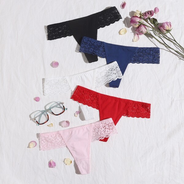 

5pack Floral Lace Panty Set, Multicolor