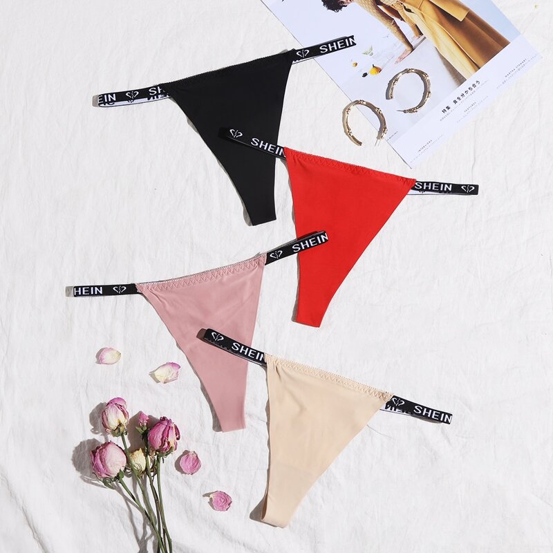 

4pack Letter Tape Panty Set, Multicolor