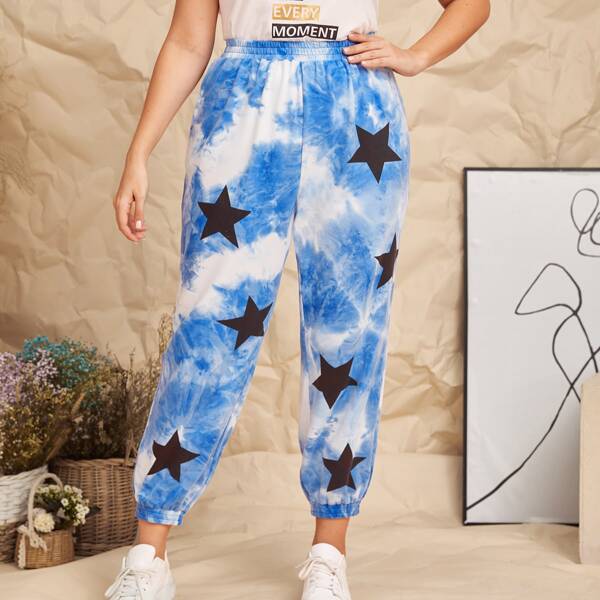 

Plus Star Graphic Tie Dye Joggers, Blue