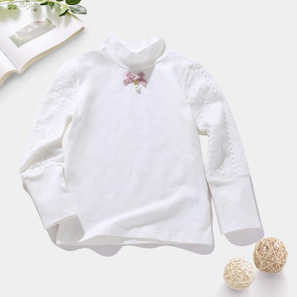 

Toddler Girls Mock Neck Bow Front Tee, White