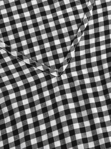 SHEIN LUNE Áo sơ mi Xù Kẻ sọc Giải trí - Đen và trắng - Xem 4